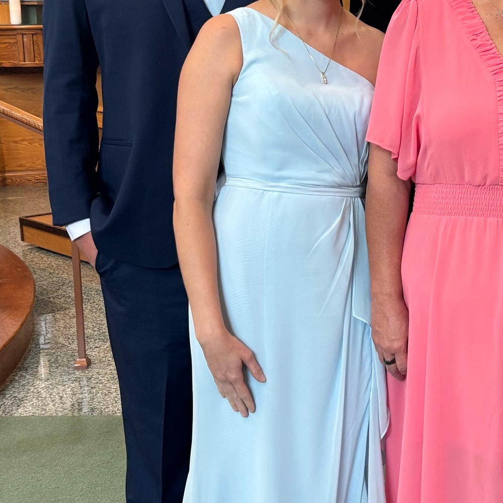 Azazie Light Blue One-Shoulder Dress